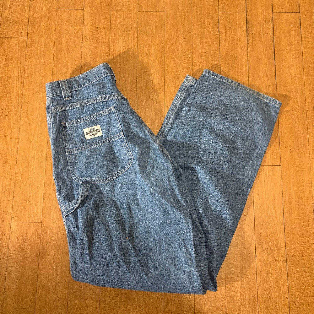 Lee Dungarees Mens Carpenter Jeans Medium Wash Denim Wide Leg 30x32 Workwear